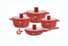 Набор кастрюль с антипригарным гранитным покрытием и сковородой Higher Kitche 10 предметов Красный