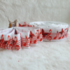 Біла репсова стрічка з червоними нотами та метеликами 22 мм