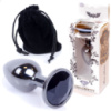 Анальна пробка з чорним кристалом S «Jewellery dark silver plug black» від Boss Series
