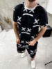Чорний чоловічий трендовий літній спортивний костюм з яскравим дизайном