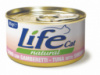 Консерва для кошек класса холистик LifeCat tuna with shrims 85g, ЛайфКет 85гр Тунец с креветками