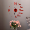 3D настенные часы, безкаркасные часы, часы наклейки 40-60 см Красные