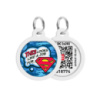 Адресник для собак та котів металічний WAUDOG Smart ID з QR паспортом, малюнок «Робота для Супермена», круг, Д 25 мм, Російсько-Англійський