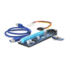 Riser PCI-EX, x1=>x16, 4-pin MOLEX, SATA=>4Pin, USB 3.0 AM-AM 0,6 м (синий), конденсаторы F270, Пакет