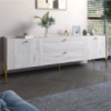 Тумба под телевизор с ящиками LION Wood с золотыми ножками 160х65х40 см Самоа Дымчатый (LION-043120)