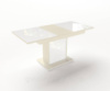 Стол обеденный раскладной Fusion furniture Бостон Ванильный/Стекло белое