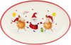 Тарелка овальная сервировочная «Санта с Оленями» керамическая 29x18.5см