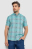 Сорочка чоловіча в клітку, колір бірюзовий, 214R244564