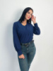 Жіноча блуза з довгим рукавом «Verona» оптом | Норма і батал Темно-синій, 42-44