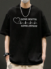Чорна літня легка чоловіча оверсайз футболка з принтом