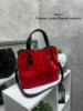 Червона замша (чорний шкірзам) — вмістка сумка з натуральної замші на 3 відділення - офіс, інститут, школа (1036-4)