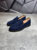 Лоферы мужские замшевые LORO PIANA Suede ROYAL&BLACK! Туфли мужские Лоферы синие! Натуральна ЗАМША!