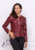 Тонка демісезонна куртка-жакет з екошкіри «Delmar» оптом | Розпродаж моделі 42, Бордовий