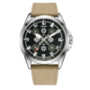 Чоловічий годинник Awarder 041 Embroidery Silver-Army Green Khaki 10ATM із сапфіровим склом