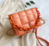 Модная маленькая женская сумочка клатч с цепочкой, черная мини сумка стеганная сумка-клатч женский Оранжевый