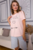 Жіноча футболка, персикового кольору з написом, 198R007
