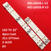 LED підсвітка TV 32« 2-4LED 6V 211-377mm MS-L0928-L V2, MS-L0928-R V2 4шт.