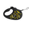 Повідець-рулетка для собак WAUDOG R-leash, малюнок «Бетмен Візерунок», M, до 25 кг, 5 м, світловідбиваюча стрічка чорний