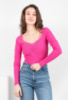 Жіночий рожевий топ із довгим рукавом