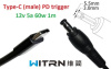 Переходник на 12v (max 5a, 60w) 5.5x3.0 or 5.0x3.0mm (+pin) 1m з USB Type-C (male) Power Delivery PD (WITRN) тригер (A class) 1 день гар.
