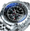Чоловічий механічний годинник Jaragar 6905 Silver-Black зі сріблястим корпусом та чорним циферблатом