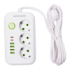Сетевой фильтр кабель 2.7 м удлинитель F16 на 3 розетки 4 usb 2 type-c и кнопкой отключения Белый HP-5-19