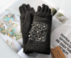 Женские теплые перчатки, вязка бусинами черные