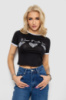 Футболка-топ жіноча з принтом, колір чорний, 244R504