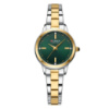 Жіночий класичний годинник Curren 9094 Silver-Gold-Green з мінеральним склом та сталевим браслетом
