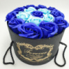 Подарочный синий набор мыла из роз в шляпной коробке оригинальный подарок