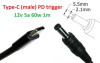 Кабель-перехідник для роутера тригер PD 12v Type-C (max 5a, 100w) на 5.5x2.1mm 1m з USB Type-C (male) Power Delivery PD тригер (A class) 1 день гар.