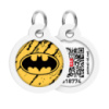 Адресник для собак і котів металевий WAUDOG Smart ID з QR паспортом, малюнок «Бетмен ескіз», коло, Д 30 мм