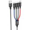 Кабель Hoco X76 4-in-1 Super USB to Lightning(x2)+Micro+Type-C Black (Код товару:30146)