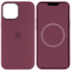 Чохол для Apple iPhone 12 Pro Max (6.7«») - Silicone case (AAA) full with Magsafe and Animation (Бордовий / Plum)