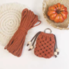 Набор макрам для ручного вязания чехла для наушников и аксессуаров 8х7см оранжевый для рукоделия и творчества