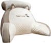 Подушка-спинка PILLOW-07 для дивана біло-сіра • М’яка ортопедична подушка PILLOW-07 для читання та підтримки спини 60×40 см біло-сіра