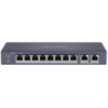 10-портовый неуправляемый POE коммутатор Hikvision DS-3E0310P-E/M(B), 8x(100Мбит/с)PoE + 2x(1000Мбит/с), 218×28×109 мм
