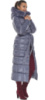 Куртка женская зимняя длинная с опушкой из кролика на капюшоне и поясом - 59485 цвет ниагара