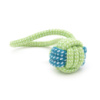 Игрушка из хлопчатобумажной веревки с узлами для собак в виде шара с петлей, 6*14см, зелено-синяя