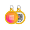 Адресник для собак і котів металевий WAUDOG Smart ID з QR паспортом, малюнок «Градієнт помаранчевий», коло, Д 25 мм