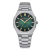 Чоловічий наручний годинник Curren 8456 Silver-Green у класичному стилі зі сріблястим браслетом