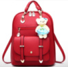 Женский городской рюкзак сумка 2 в 1 с брелком мишкой | Рюкзачок сумочка женская | Cумка-рюкзак для девушек Красный