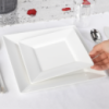 Комплект тарелок 12 шт квадратные,пластиковые,десертные 16.5 см и обеденные 24 см, набор для сервировки стола белые