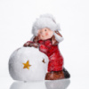 Новогодняя фигурка с подсветкой Девочка со снежным шаром из фарфора 12×7×12 (см) новогодний декор для дома на подарок Красный CR-5-11
