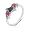 Серебряное кольцо CatalogSilver с натуральным сапфиром, рубином, изумрудом, вес изделия 1,92 гр (2191155) 17 размер
