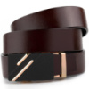 Ремінь чоловічий з золотистою пряжкою і чорною вставкою 720324 Коричневий