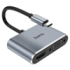 Мультиадаптер хаб Hoco HB29 2в1 Type-C to HDMI (F)/ VGA (F) 0.15m