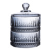 Двухуровневая конфетница с крышкой стеклянная Ø 10 см Серая HP-YH-77