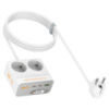Сетевой фильтр HOCO AC28A на 2 розетки + 1 USB+ 3 USB-C, 45W, 220В, кабель 2м, White, Box