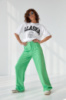 Широкі штани із застроченими складками MAESTRO woman — салатовий колір, L (є розміри)